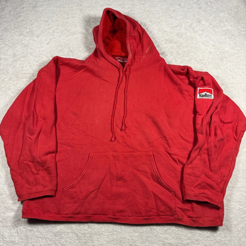 Vintage Marlboro Country Store Red Pullover Hoodie XXL Logo Patch 90s MCS 75171